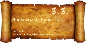 Benkovszky Bene névjegykártya